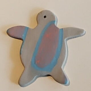 Figurine porcelaine tortue cobalt, gris, jaune – Image 3