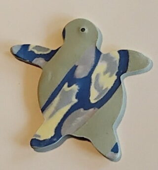 Figurine porcelaine tortue cobalt, gris, jaune – Image 2