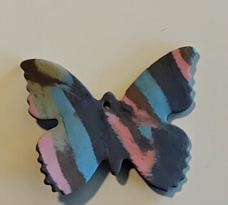 Figurine porcelaine papillon mini, marron, incrustation couleurs
