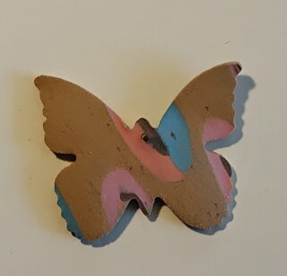 Figurine porcelaine papillon mini, marron, incrustation couleurs – Image 2