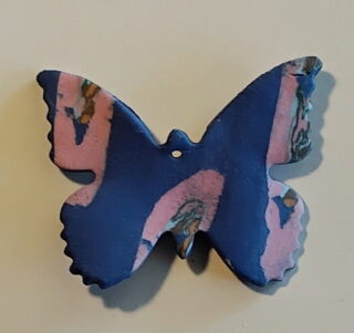 Figurine porcelaine papillon mini, marron, incrustation couleurs – Image 3