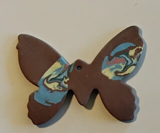 Figurine porcelaine papillon mini, marron, incrustation couleurs – Image 5