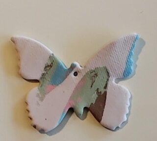 Figurine porcelaine papillon mini, pistache, incrustation couleurs – Image 2