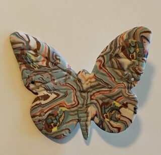 Figurine porcelaine papillon marron, caramel, blanc – Image 2