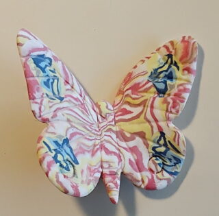Figurine porcelaine papillon rose, pistache, blanc – Image 3