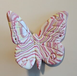 Figurine porcelaine papillon rose, pistache, blanc – Image 2