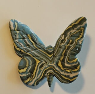 Figurine porcelaine papillon marron, caramel, blanc – Image 4