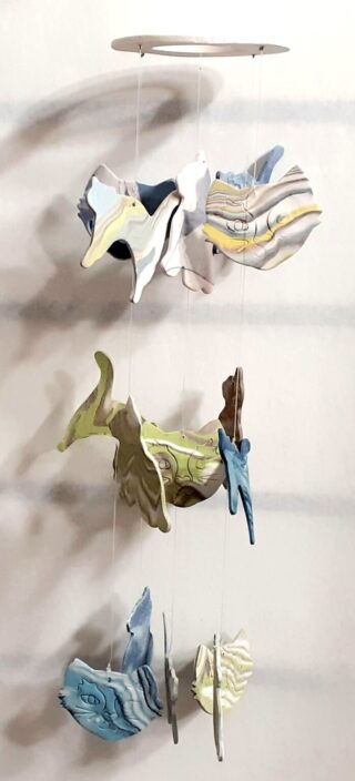 Mobile Carillon porcelaine chats, pistache, bleu – Image 5
