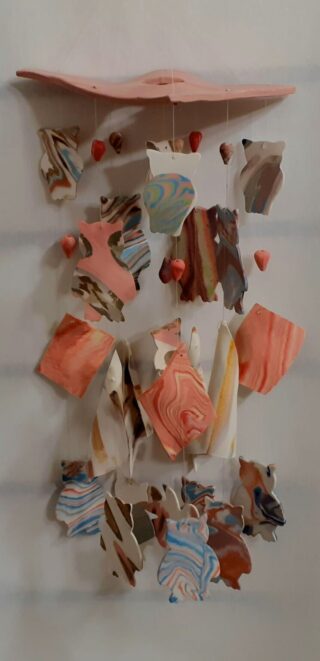 Mobile Carillon porcelaine chouettes multicolores