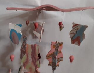 Mobile Carillon porcelaine chouettes multicolores – Image 2