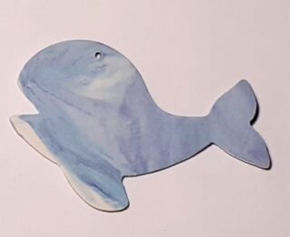 Figurine porcelaine baleine, nuance, bleu