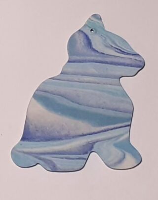 Figurine porcelaine profil de chat, nuance, bleu,