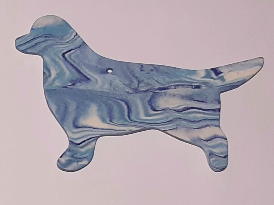 chien grand blanc bleu nuance porcelaine Figurine porcelaine chien, grand, nuance, bleu – Image 1