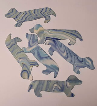 Figurine porcelaine chien, teckel, nuance, bleu – Image 2