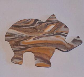 Figurine porcelaine éléphant, marron, caramel, noir