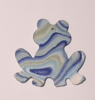 Figurine porcelaine grenouille, nuance, bleu, vert
