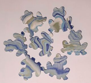 Figurine porcelaine grenouille, nuance, bleu, vert – Image 2