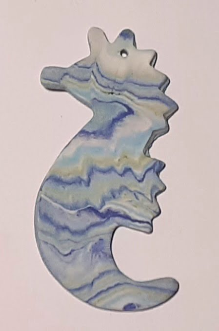 hippocampe blanc bleu nuance porcelaine Figurine porcelaine hippocampe, nuance, bleu, vert – Image 1