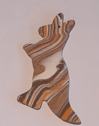 Figurine porcelaine kangourous, marron, caramel, noir