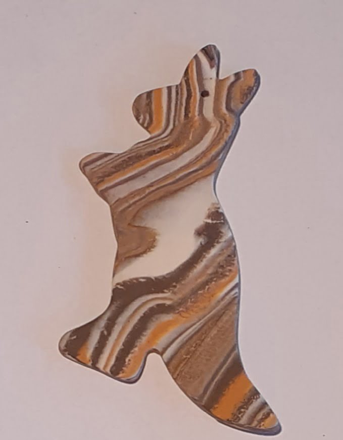 kangourous marron caramel figurine porcelaine Figurine porcelaine kangourous, marron, caramel, noir – Image 1