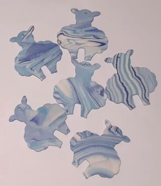 Figurine porcelaine mouton, face, nuance, bleu, – Image 2