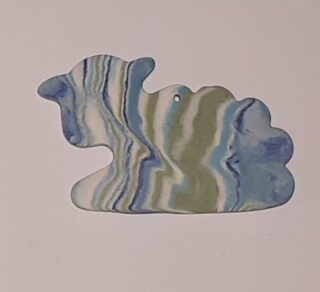 Figurine porcelaine mouton, profil, nuance, bleu, vert