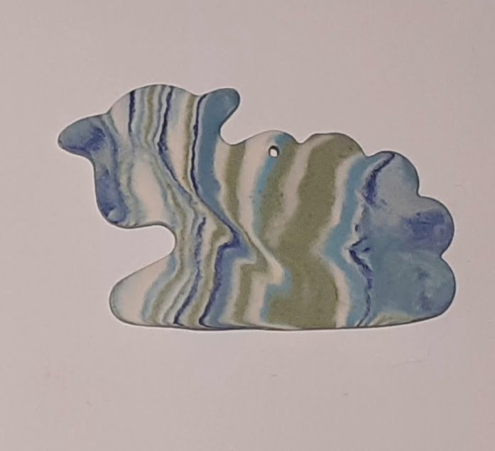 mouton de profil blanc bleu vert nuance porcelaine Figurine porcelaine mouton, profil, nuance, bleu, vert – Image 1