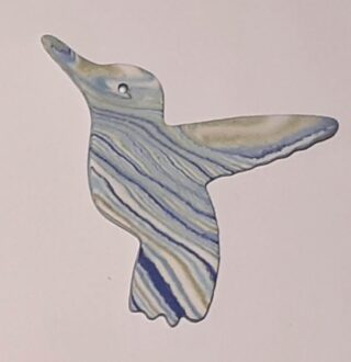 Figurine porcelaine oiseau, colibris, nuance, bleu