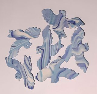 Figurine porcelaine oiseau, envol, grand, nuance, bleu – Image 2