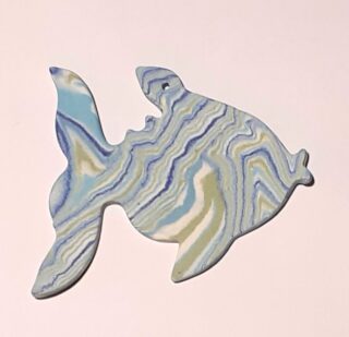 Figurine porcelaine poisson, grand, nuance, bleu