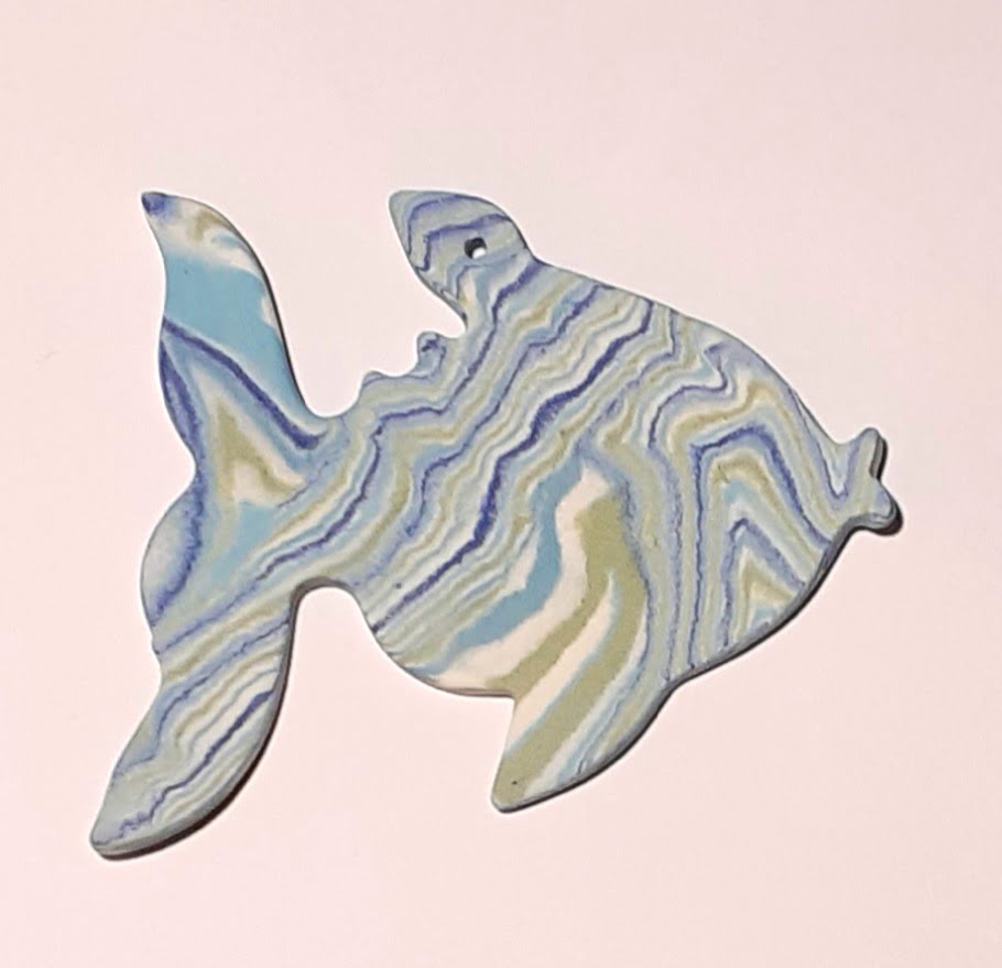 grand poisson bleu nuance porcelaine figurine Figurine porcelaine poisson, grand, nuance, bleu – Image 1