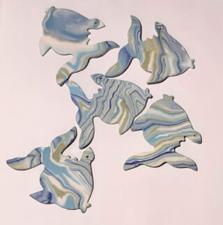 Figurine porcelaine poisson, grand, nuance, bleu – Image 2