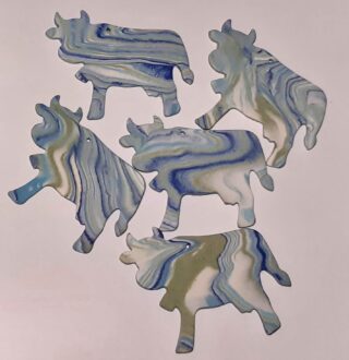 Figurine porcelaine vache, bleu, nuance – Image 2