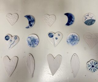 Mobile Carillon porcelaine, cœur, nuage, nuance de bleu – Image 6