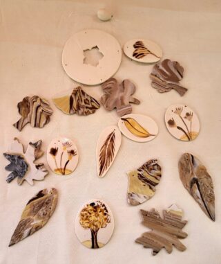 Mobile Carillon porcelaine, feuille, arbre, marron, caramel, noir – Image 2