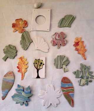 Mobile Carillon porcelaine, feuille, arbre, orange, vert – Image 3